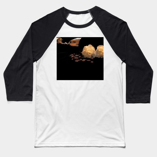 Coffee and Carnations -  Baroque Inspired Dark Still Life Photo Baseball T-Shirt by GenAumonier